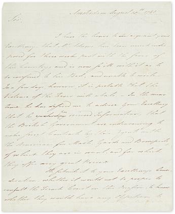(AMERICAN REVOLUTION--1781.) Thaxter, John. Letter to Benjamin Franklin on behalf of John Adams, to cut off British naval supplies.